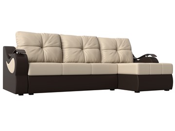Угловой диван Меркурий, Бежевый/коричневый (экокожа) в Ишиме
