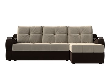 Угловой диван Меркурий, Бежевый/коричневый (вельвет) в Тюмени - предосмотр 1