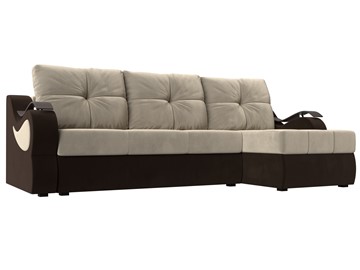 Угловой диван Меркурий, Бежевый/коричневый (вельвет) в Тюмени