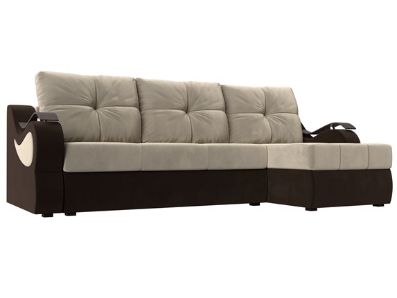 Угловой диван Меркурий, Бежевый/коричневый (вельвет) в Заводоуковске - изображение