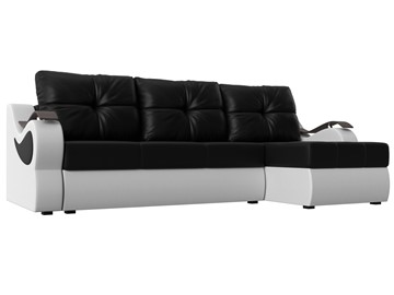 Угловой диван Меркурий, Черный/белый (экокожа) в Ишиме