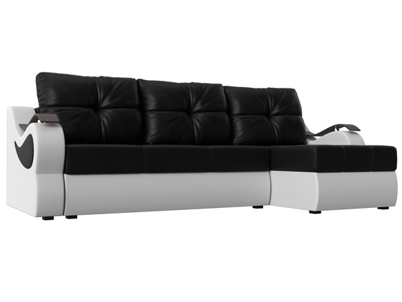 Угловой диван Меркурий, Черный/белый (экокожа) в Тюмени - изображение