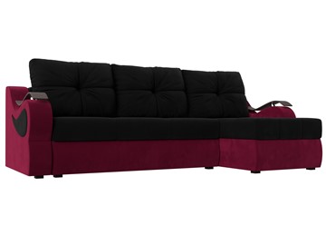 Угловой раскладной диван Меркурий, Черный/Бордовый (микровельвет) в Заводоуковске