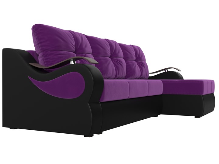 Угловой диван Меркурий, Фиолетовый/черный (вельвет/экокожа) в Тюмени - изображение 2