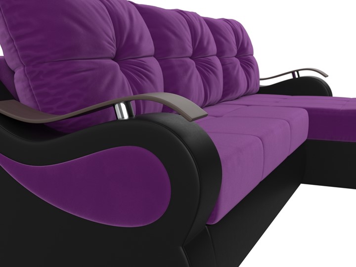 Угловой диван Меркурий, Фиолетовый/черный (вельвет/экокожа) в Тюмени - изображение 3