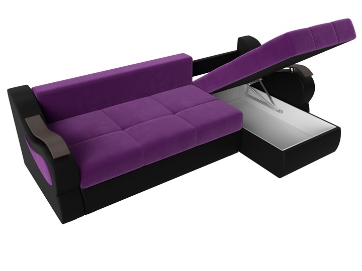 Угловой диван Меркурий, Фиолетовый/черный (вельвет/экокожа) в Тюмени - изображение 6