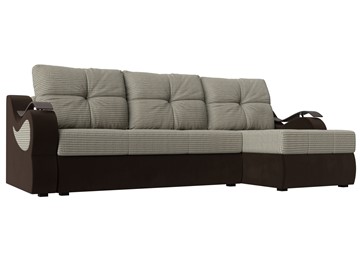 Угловой диван Меркурий, Корфу 02 (рогожка)/коричневый (вельвет) в Тюмени