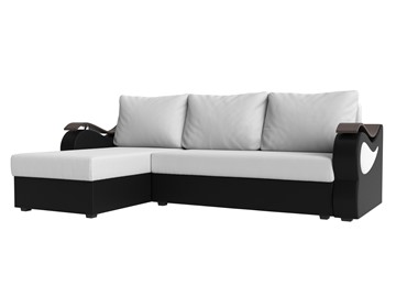 Угловой раскладной диван Меркурий Лайт, Белый/Черный (экокожа) в Тюмени