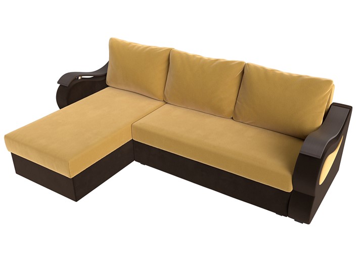 Угловой диван Меркурий Лайт, Желтый/Коричневый (микровельвет) в Тюмени - изображение 4