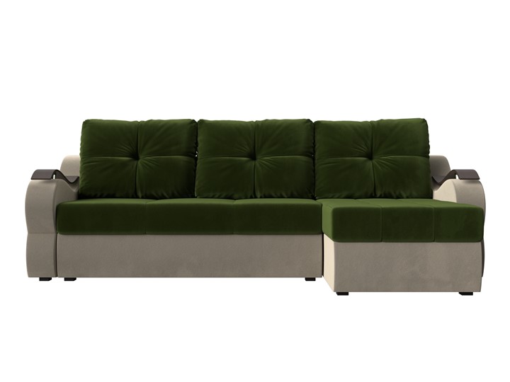 Угловой диван Меркурий, Зеленый/бежевый (вельвет) в Тюмени - изображение 1