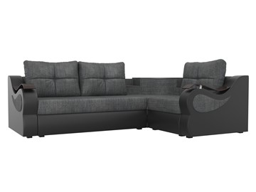 Угловой раскладной диван Митчелл, Серый/Черный (рогожка/экокожа) в Тюмени