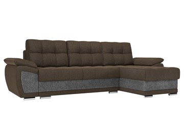 Угловой диван для гостиной Нэстор, Коричневый/Серый (рогожка) в Тюмени