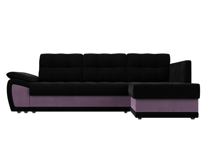 Угловой диван для гостиной Нэстор прайм, Черный/Сиреневый (микровельвет) в Заводоуковске - изображение 3