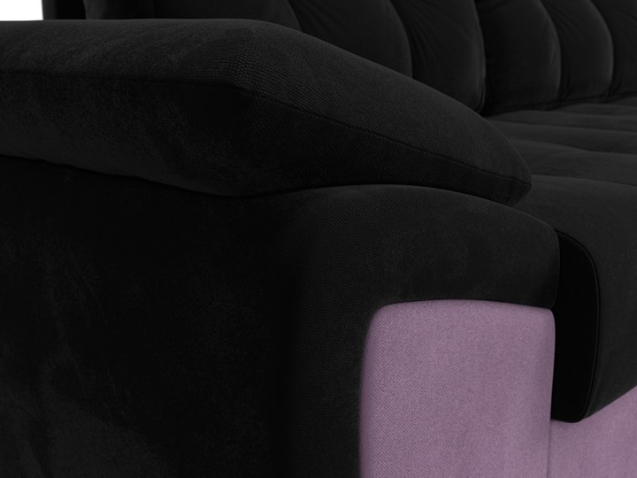 Угловой диван для гостиной Нэстор прайм, Черный/Сиреневый (микровельвет) в Тюмени - изображение 5