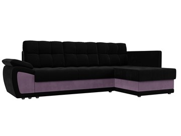 Угловой диван для гостиной Нэстор прайм, Черный/Сиреневый (микровельвет) в Тюмени