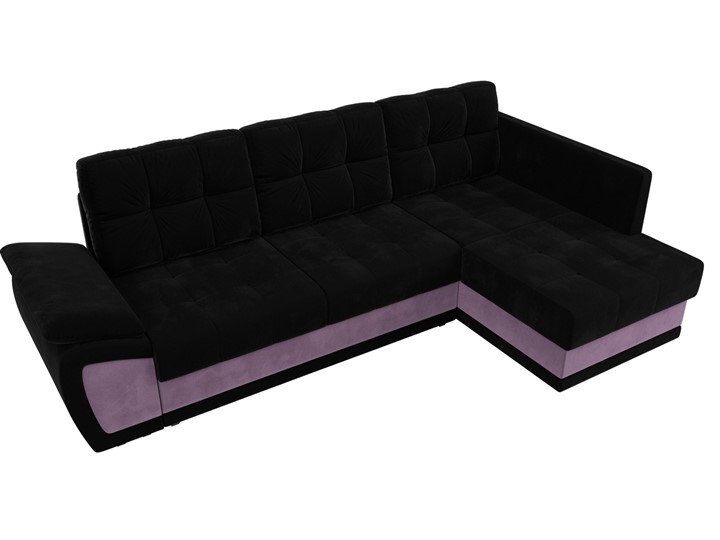 Угловой диван для гостиной Нэстор прайм, Черный/Сиреневый (микровельвет) в Тюмени - изображение 7
