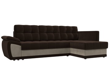 Угловой диван для гостиной Нэстор прайм, Коричневый/Бежевый (микровельвет) в Тюмени