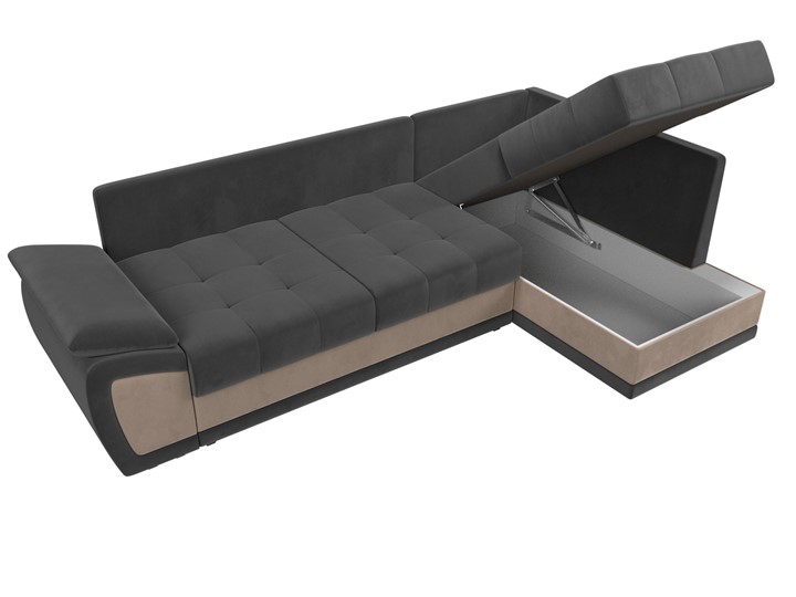 Угловой диван для гостиной Нэстор прайм, Серый/Бежевый (велюр) в Заводоуковске - изображение 8