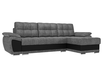 Угловой диван для гостиной Нэстор, Серый/Черный (рогожка/экокожа) в Тюмени