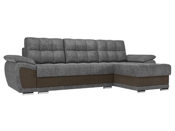 Угловой диван для гостиной Нэстор, Серый/Коричневый (рогожка) в Тюмени