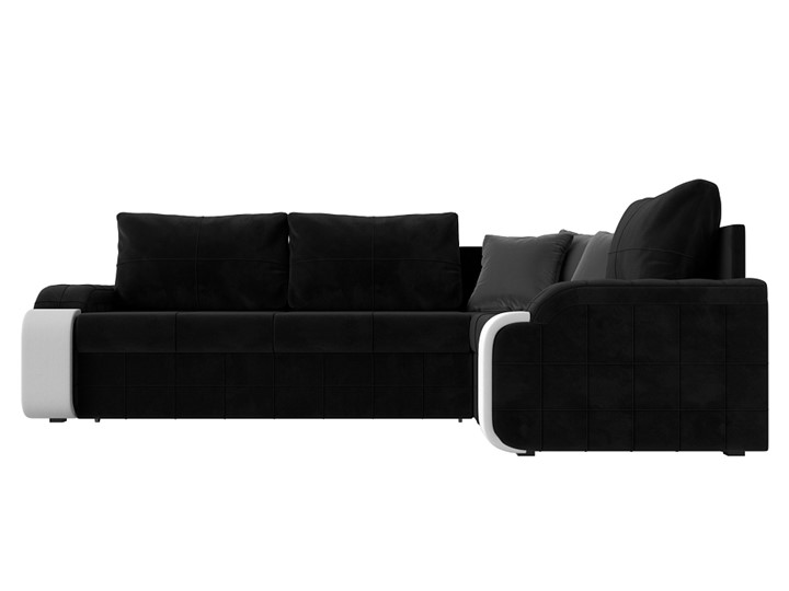 Угловой диван Николь, Черный/Белый/Серый (велюр/экокожа) в Тюмени - изображение 1