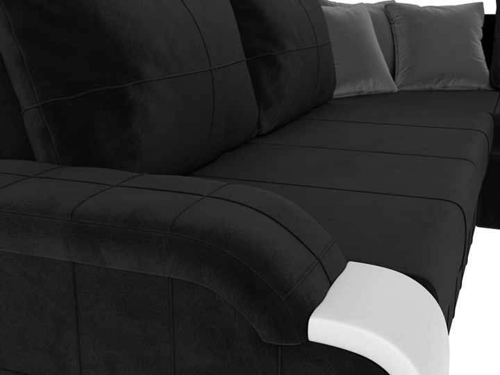 Угловой диван Николь, Черный/Белый/Серый (велюр/экокожа) в Заводоуковске - изображение 3