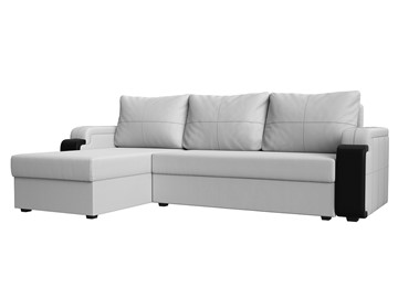 Угловой раскладной диван Николь лайт, Белый/Черный (экокожа) в Ишиме