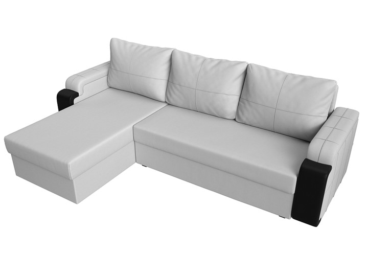 Угловой раскладной диван Николь лайт, Белый/Черный (экокожа) в Заводоуковске - изображение 4