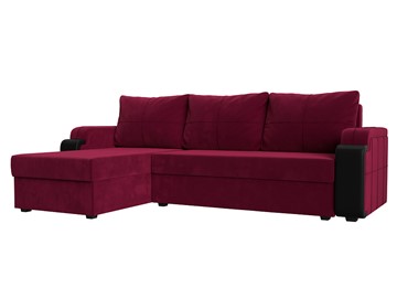 Угловой раскладной диван Николь лайт, Бордовый/Черный (микровельвет/экокожа) в Тюмени