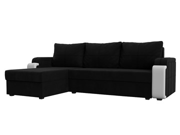 Угловой раскладной диван Николь лайт, Черный/Белый (микровельвет/экокожа) в Тюмени