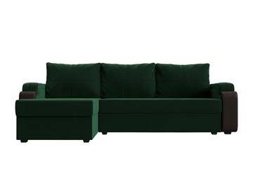 Угловой раскладной диван Николь лайт, Зеленый/Коричневый (велюр/экокожа) в Тюмени - предосмотр 1