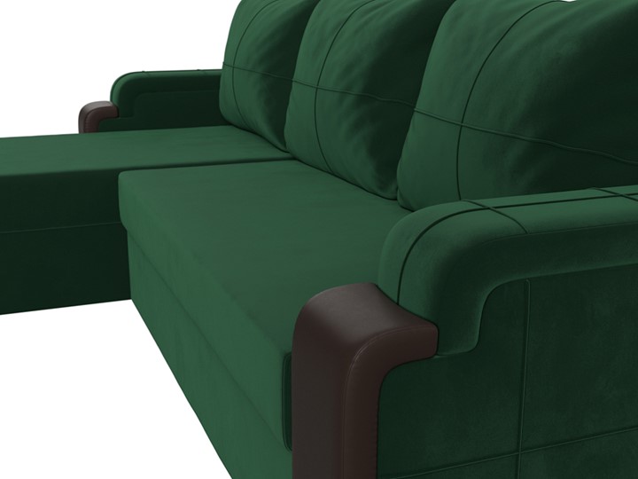 Угловой раскладной диван Николь лайт, Зеленый/Коричневый (велюр/экокожа) в Тюмени - изображение 3