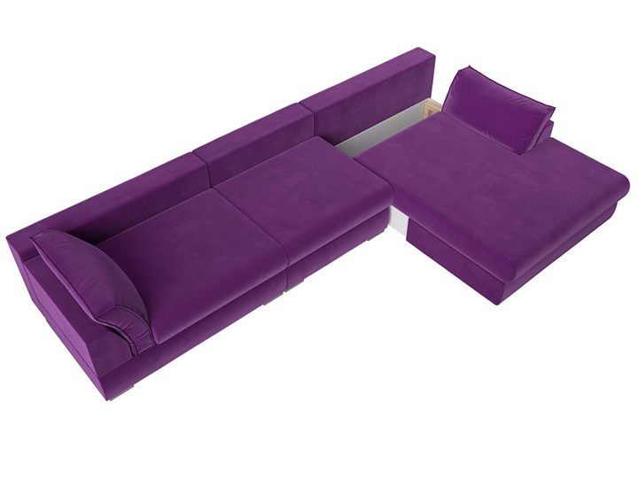 Угловой раскладной диван Пекин Лонг, Фиолетовый (микровельвет) НПБ в Тюмени - изображение 1