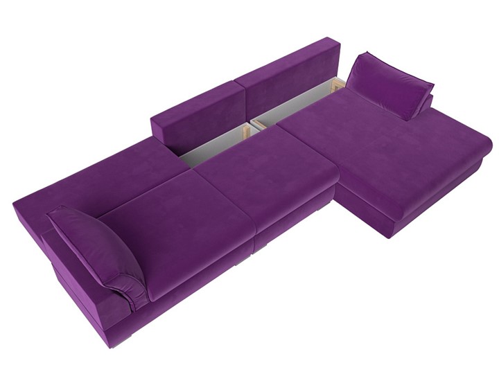 Угловой раскладной диван Пекин Лонг, Фиолетовый (микровельвет) НПБ в Тюмени - изображение 4