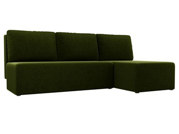 Угловой диван с оттоманкой Поло, Зеленый (микровельвет) в Тюмени