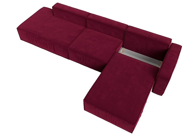 Угловой раскладной диван Прага Модерн лонг, Бордовый (микровельвет) в Тюмени - изображение 7
