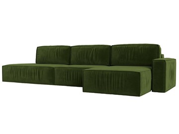 Угловой раскладной диван Прага Модерн лонг, Зеленый (микровельвет) в Тюмени