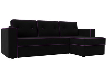 Угловой диван с оттоманкой Принстон, Черный (микровельвет) в Тюмени - предосмотр