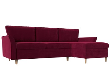 Угловой диван с оттоманкой София, Бордовый (микровельвет) в Тюмени