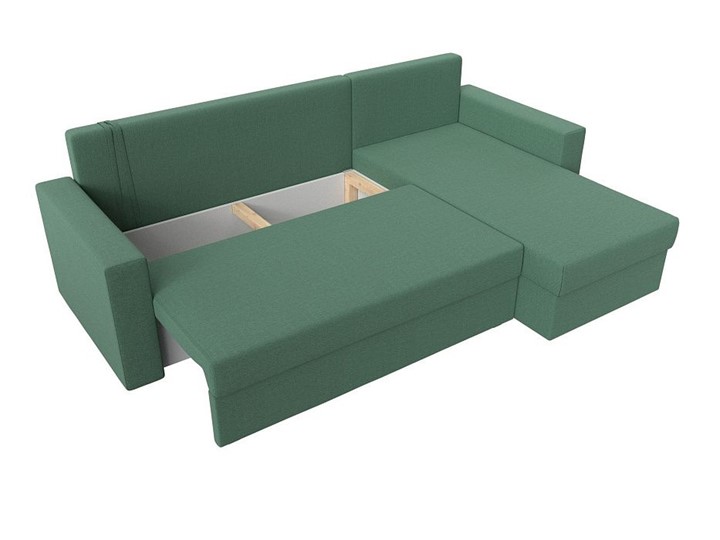 Угловой диван с оттоманкой Траумберг Лайт, Амур зеленый (Рогожка) в Тюмени - изображение 1