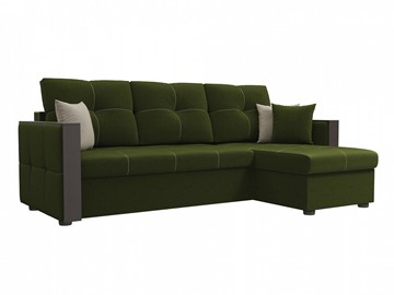 Угловой диван для гостиной Валенсия, Зеленый (микровельвет) в Тюмени