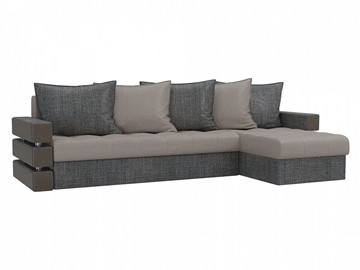 Угловой диван с оттоманкой Венеция, Бежевый/Серый (рогожка) в Тюмени