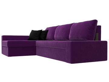 Угловой раскладной диван Версаль, Фиолетовый/Черный (микровельвет) в Тюмени - предосмотр 2