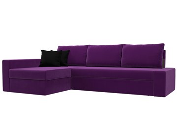 Угловой раскладной диван Версаль, Фиолетовый/Черный (микровельвет) в Тюмени