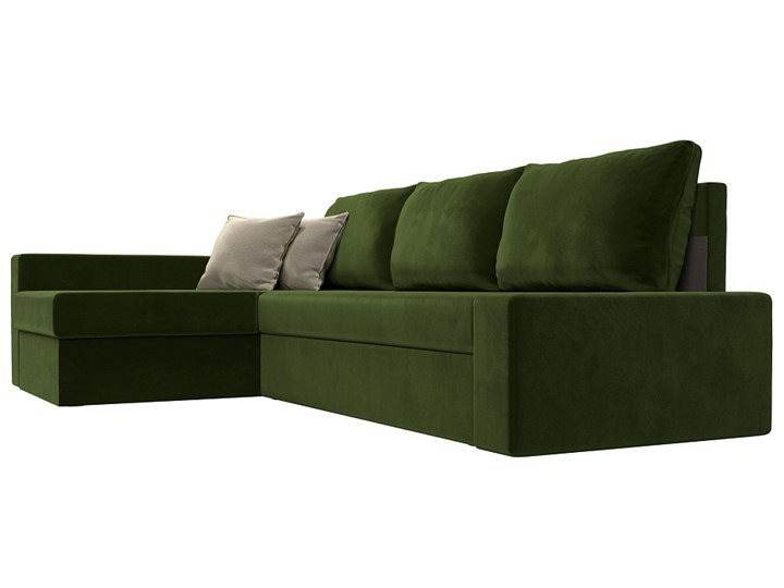Угловой раскладной диван Версаль, Зеленый/Бежевый (микровельвет) в Тюмени - изображение 2