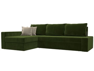 Угловой раскладной диван Версаль, Зеленый/Бежевый (микровельвет) в Ишиме