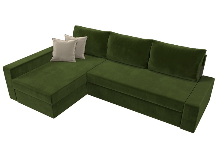 Угловой раскладной диван Версаль, Зеленый/Бежевый (микровельвет) в Тюмени - изображение 4
