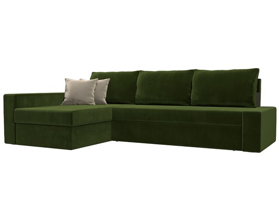 Угловой раскладной диван Версаль, Зеленый/Бежевый (микровельвет) в Заводоуковске - изображение