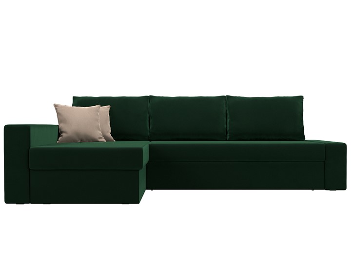 Угловой раскладной диван Версаль, Зеленый/Бежевый (велюр) в Заводоуковске - изображение 1