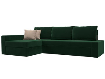 Угловой раскладной диван Версаль, Зеленый/Бежевый (велюр) в Ишиме
